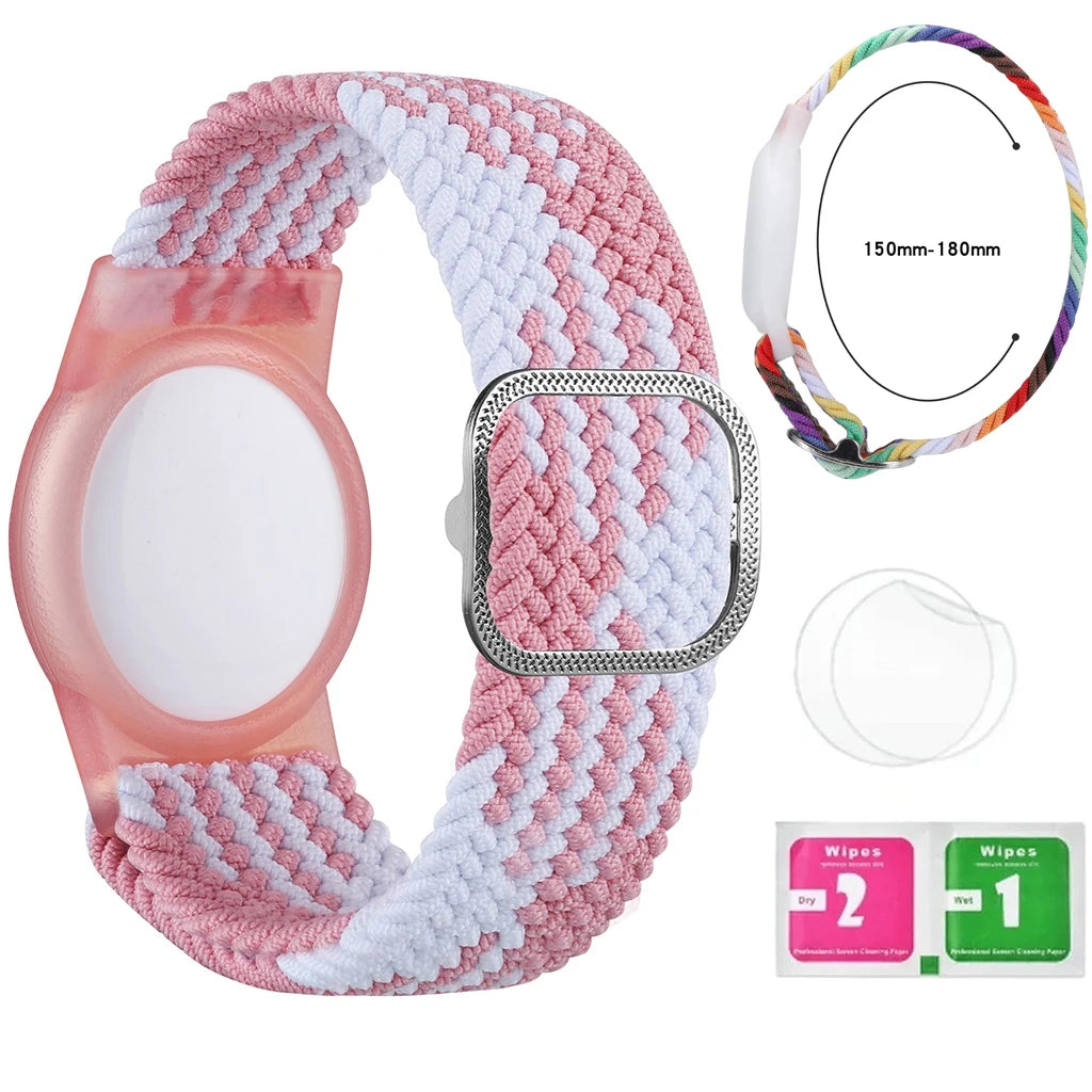 Bracelet for Kids AirTag, Nylon Stretch Braided Air Tag Wristband, Protective Case GPS Tracker Holder,Watch Band Toddler Child