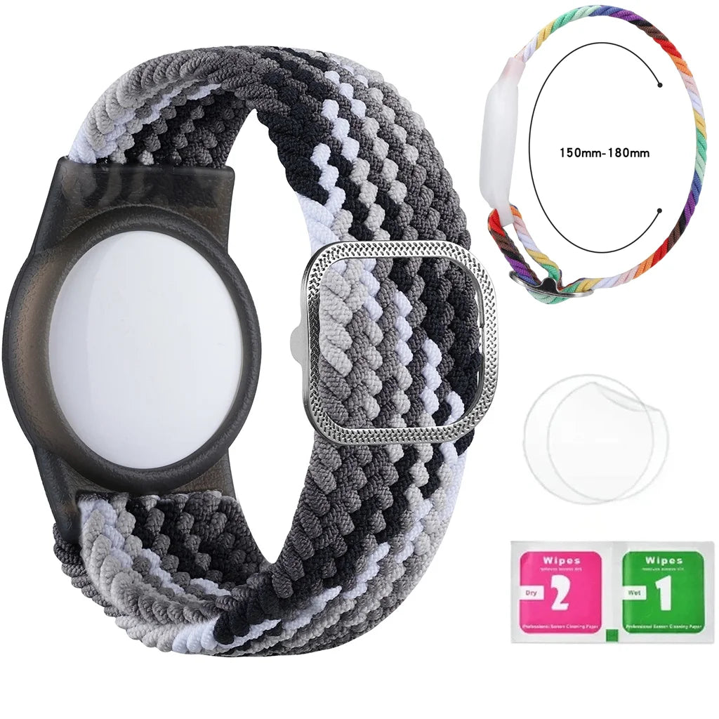 Bracelet for Kids AirTag, Nylon Stretch Braided Air Tag Wristband, Protective Case GPS Tracker Holder,Watch Band Toddler Child