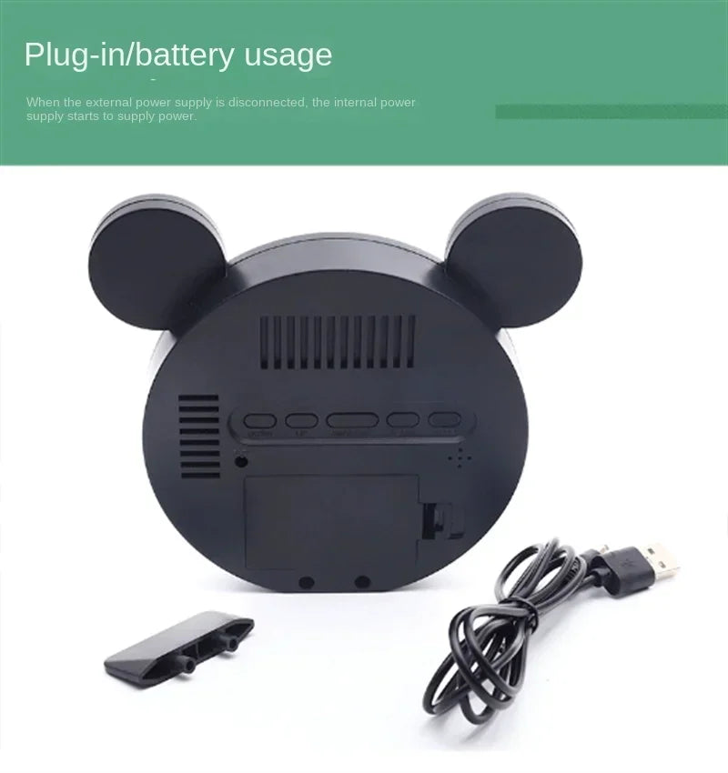 1 Set Mini Mouse Electronic Gift Clock Bedside Decoration Shipped with USB Charging Cable Snooze Digital Alarm Clock LED Clock