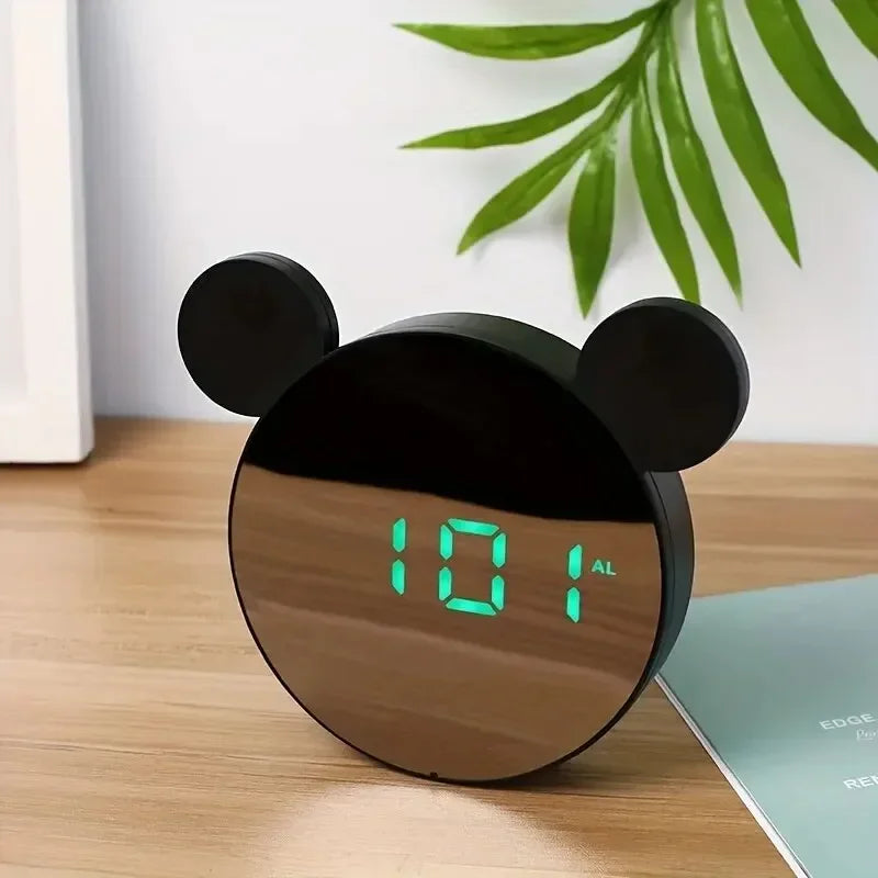 1 Set Mini Mouse Electronic Gift Clock Bedside Decoration Shipped with USB Charging Cable Snooze Digital Alarm Clock LED Clock