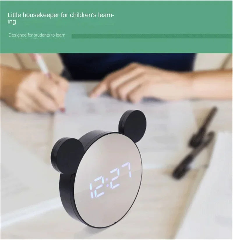 1 Set Mini Mouse Electronic Gift Clock Bedside Decoration Shipped with USB Charging Cable Snooze Digital Alarm Clock LED Clock