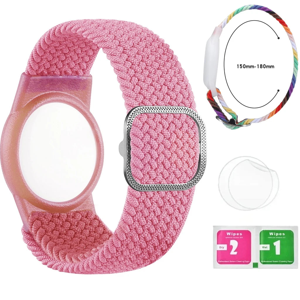 Bracelet for Kids AirTag, Nylon Stretch Braided Air Tag Wristband, Protective Case GPS Tracker Holder,Watch Band Toddler Child