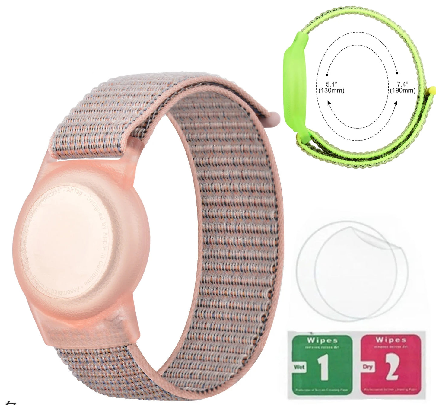 Bracelet for Kids AirTag, Nylon Stretch Braided Air Tag Wristband, Protective Case GPS Tracker Holder,Watch Band Toddler Child