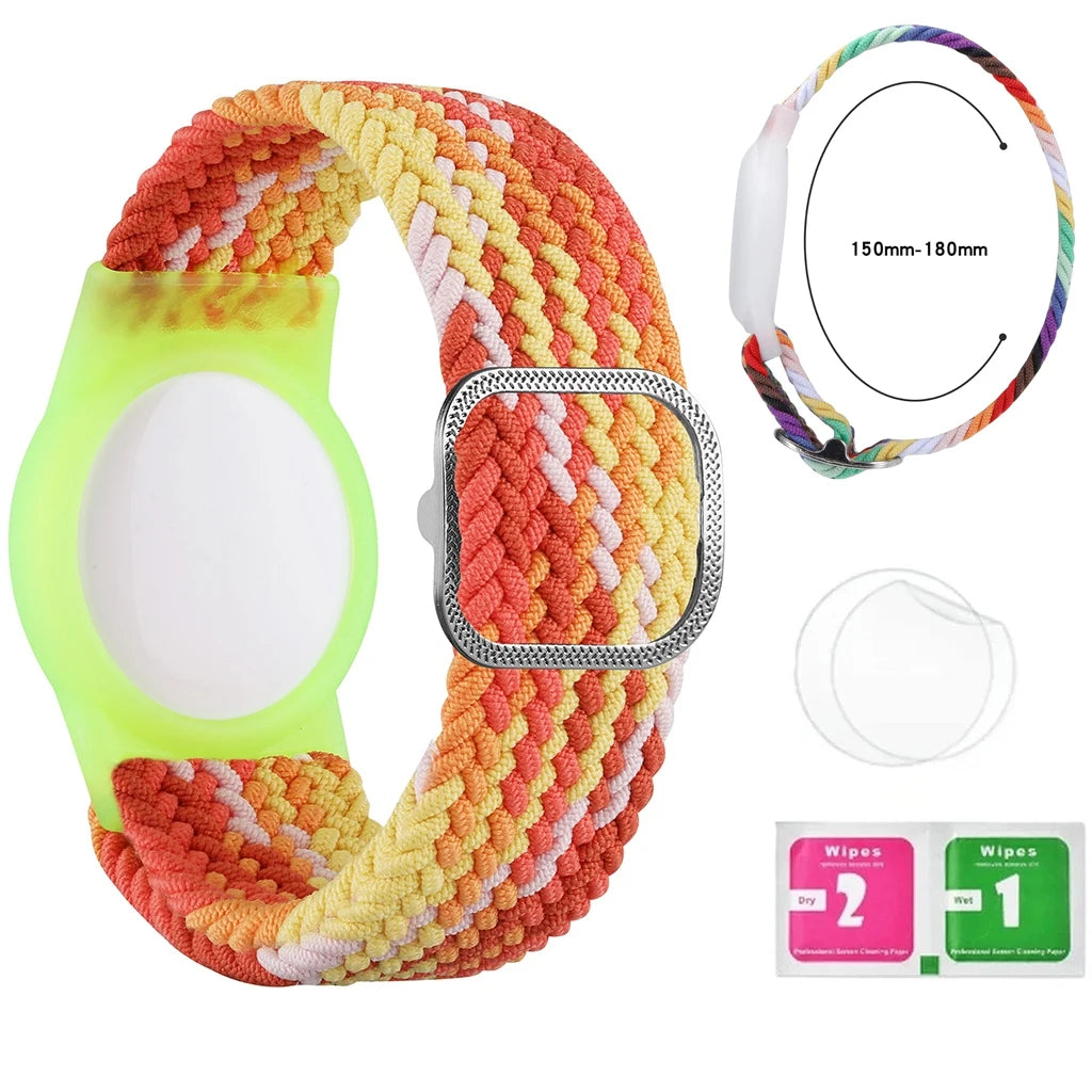 Bracelet for Kids AirTag, Nylon Stretch Braided Air Tag Wristband, Protective Case GPS Tracker Holder,Watch Band Toddler Child