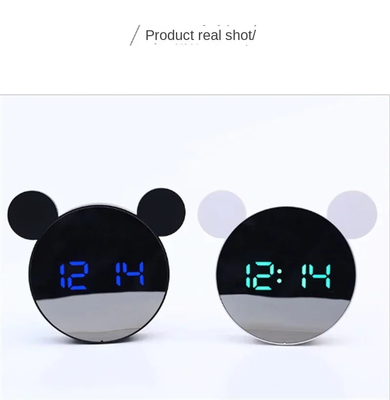 1 Set Mini Mouse Electronic Gift Clock Bedside Decoration Shipped with USB Charging Cable Snooze Digital Alarm Clock LED Clock