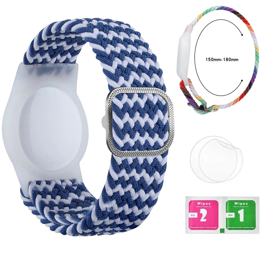 Bracelet for Kids AirTag, Nylon Stretch Braided Air Tag Wristband, Protective Case GPS Tracker Holder,Watch Band Toddler Child