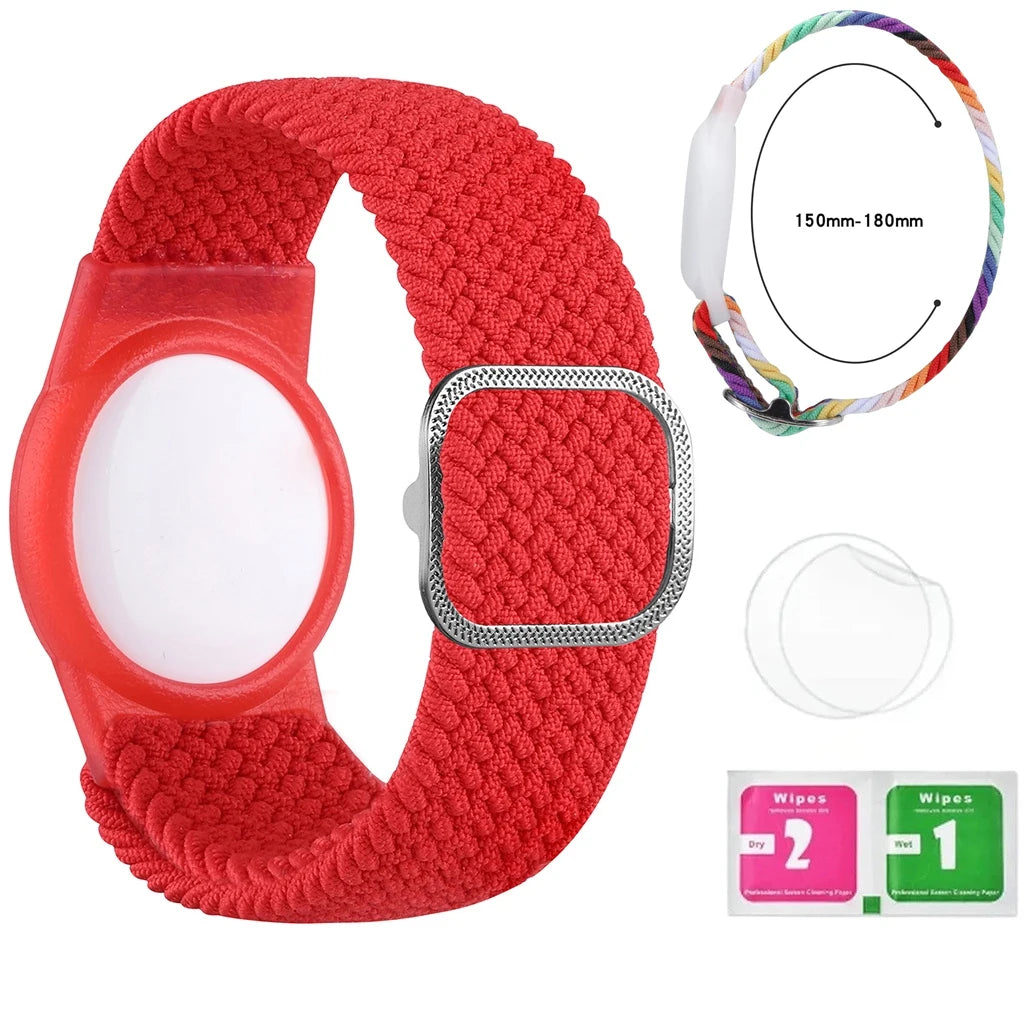 Bracelet for Kids AirTag, Nylon Stretch Braided Air Tag Wristband, Protective Case GPS Tracker Holder,Watch Band Toddler Child