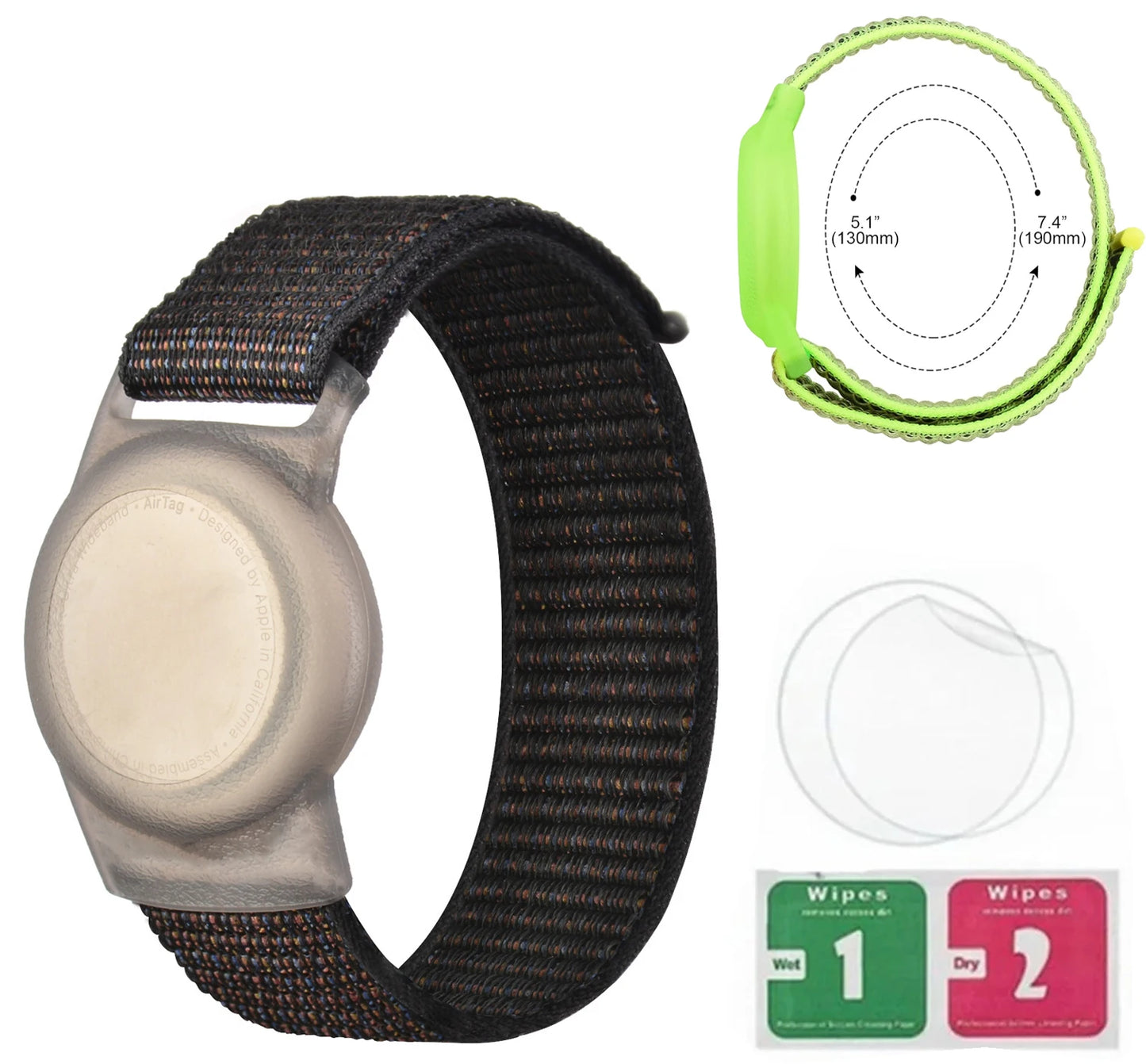 Bracelet for Kids AirTag, Nylon Stretch Braided Air Tag Wristband, Protective Case GPS Tracker Holder,Watch Band Toddler Child