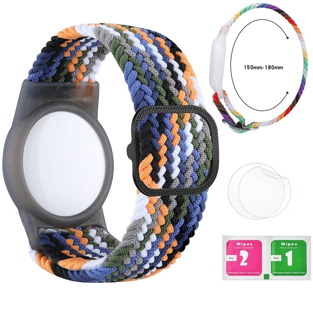 Bracelet for Kids AirTag, Nylon Stretch Braided Air Tag Wristband, Protective Case GPS Tracker Holder,Watch Band Toddler Child