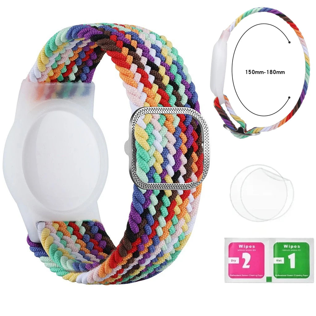 Bracelet for Kids AirTag, Nylon Stretch Braided Air Tag Wristband, Protective Case GPS Tracker Holder,Watch Band Toddler Child