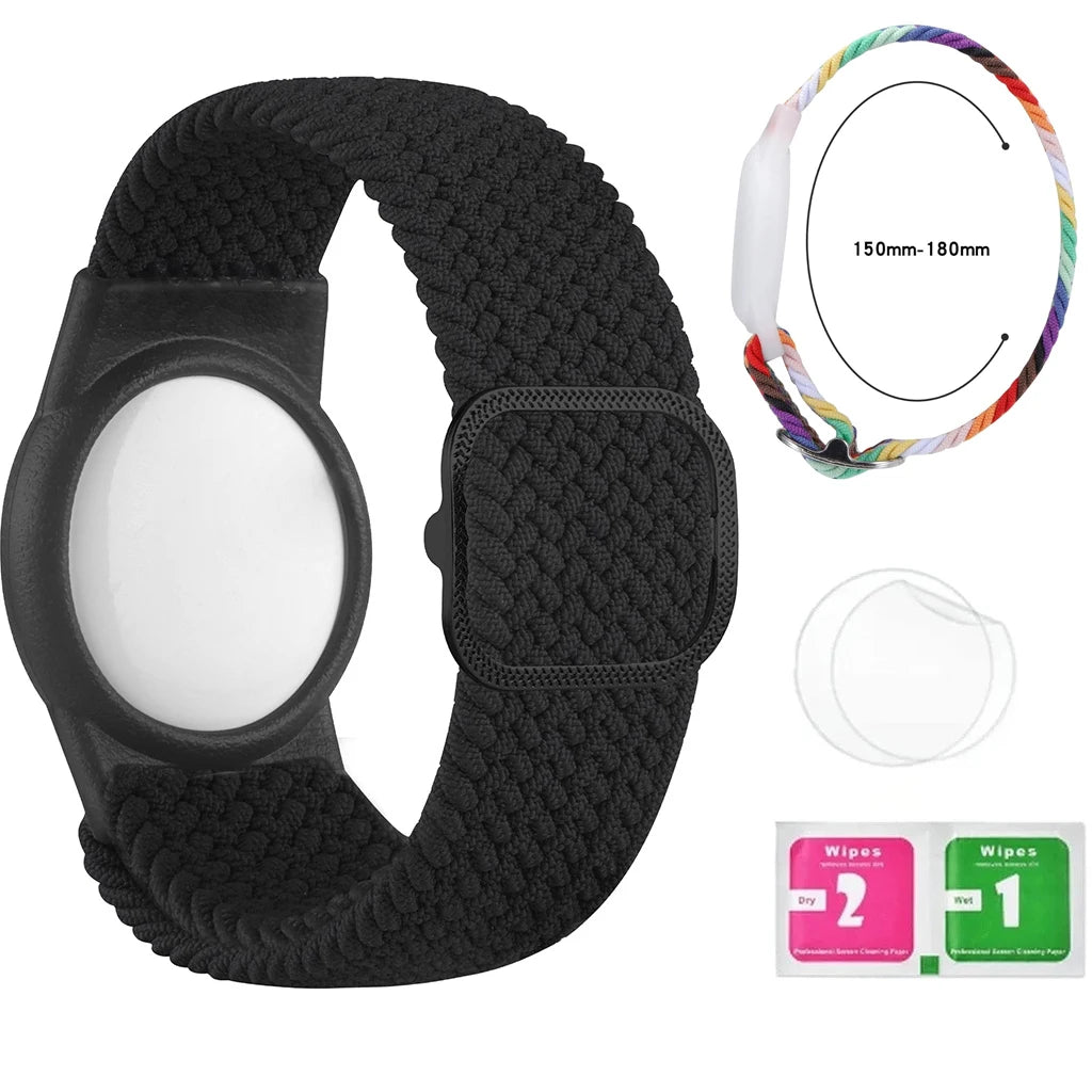 Bracelet for Kids AirTag, Nylon Stretch Braided Air Tag Wristband, Protective Case GPS Tracker Holder,Watch Band Toddler Child