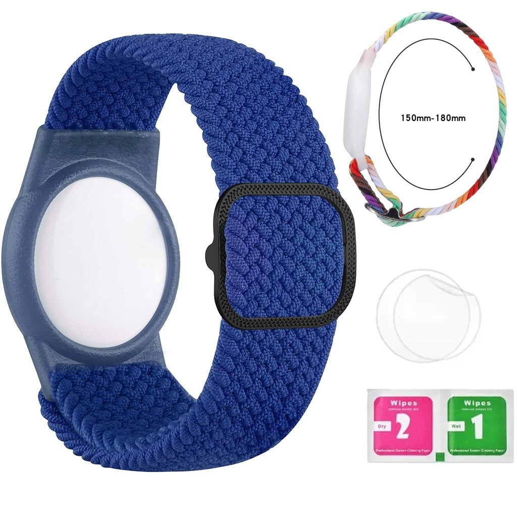 Bracelet for Kids AirTag, Nylon Stretch Braided Air Tag Wristband, Protective Case GPS Tracker Holder,Watch Band Toddler Child